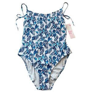 Lilly Pulitzer Swim Bathing Suit One Piece Size 10 NWT $148 Shell Collector Blue